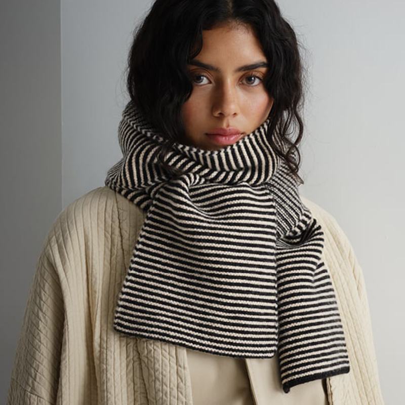 Écharpe tricotée rayée de luxe pour femmes, foulard Parent-enfant, châle chaud, polyvalent, tendance coréenne, automne hiver
