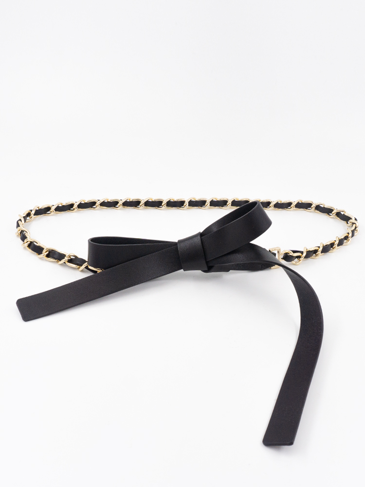 Ceinture fine nouée en cuir de mouton souple, ceinture à chaîne décorative élégante, style ichi ed