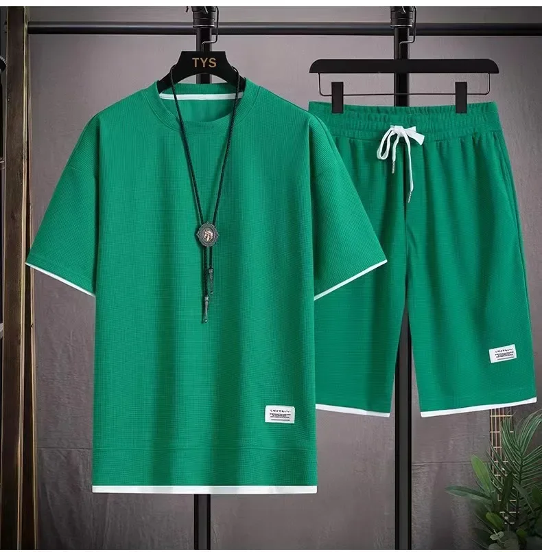Ensemble de sport d'été pour hommes, t-shirt et short décontractés, survêtement de document solide trempé, olympiques adt, taille 3XL