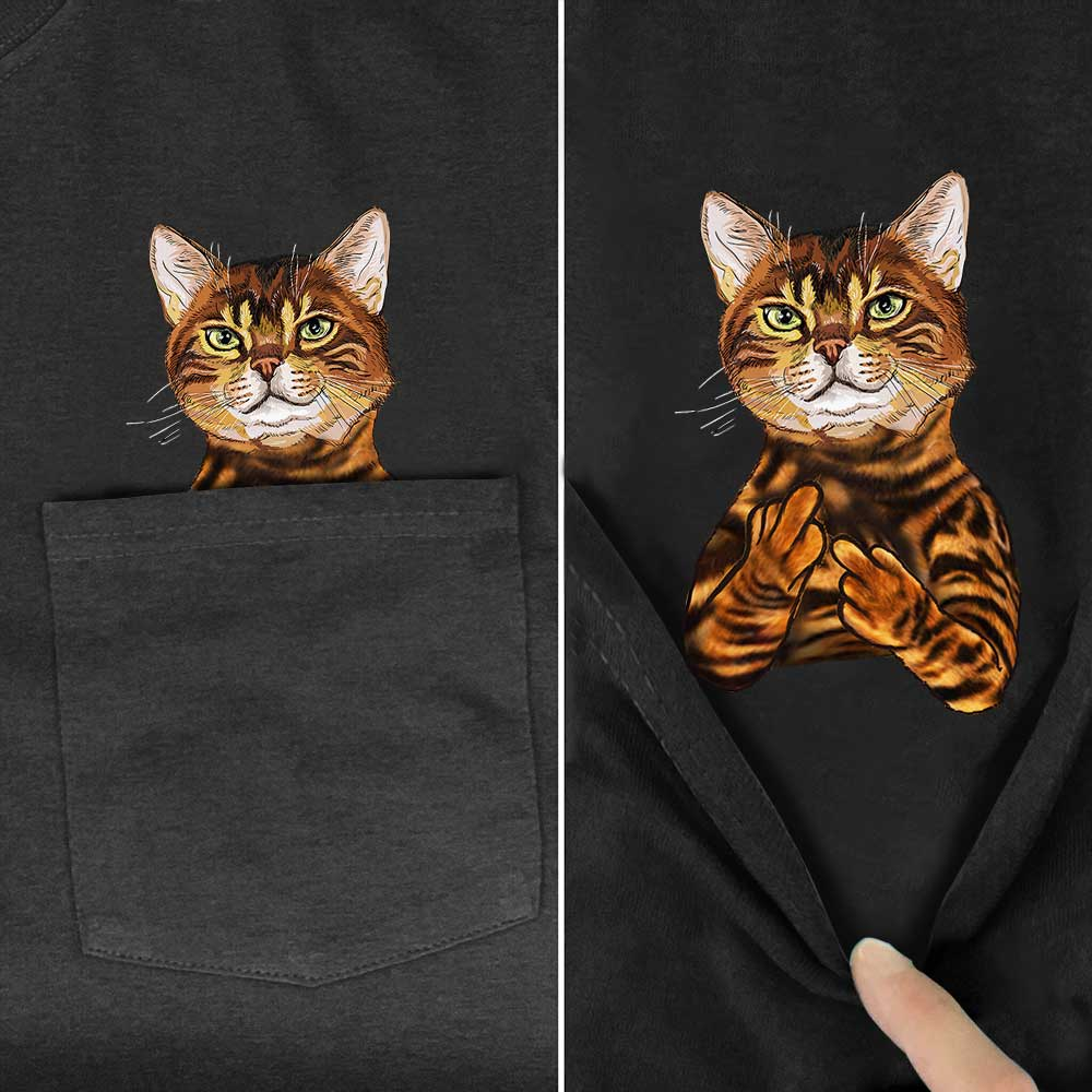 CLOOCL Animal T-Shirt marque de mode été poche chat autocollants imprimé T-shirt hommes femmes chemises Hip Hop hauts drôle coton t-shirts