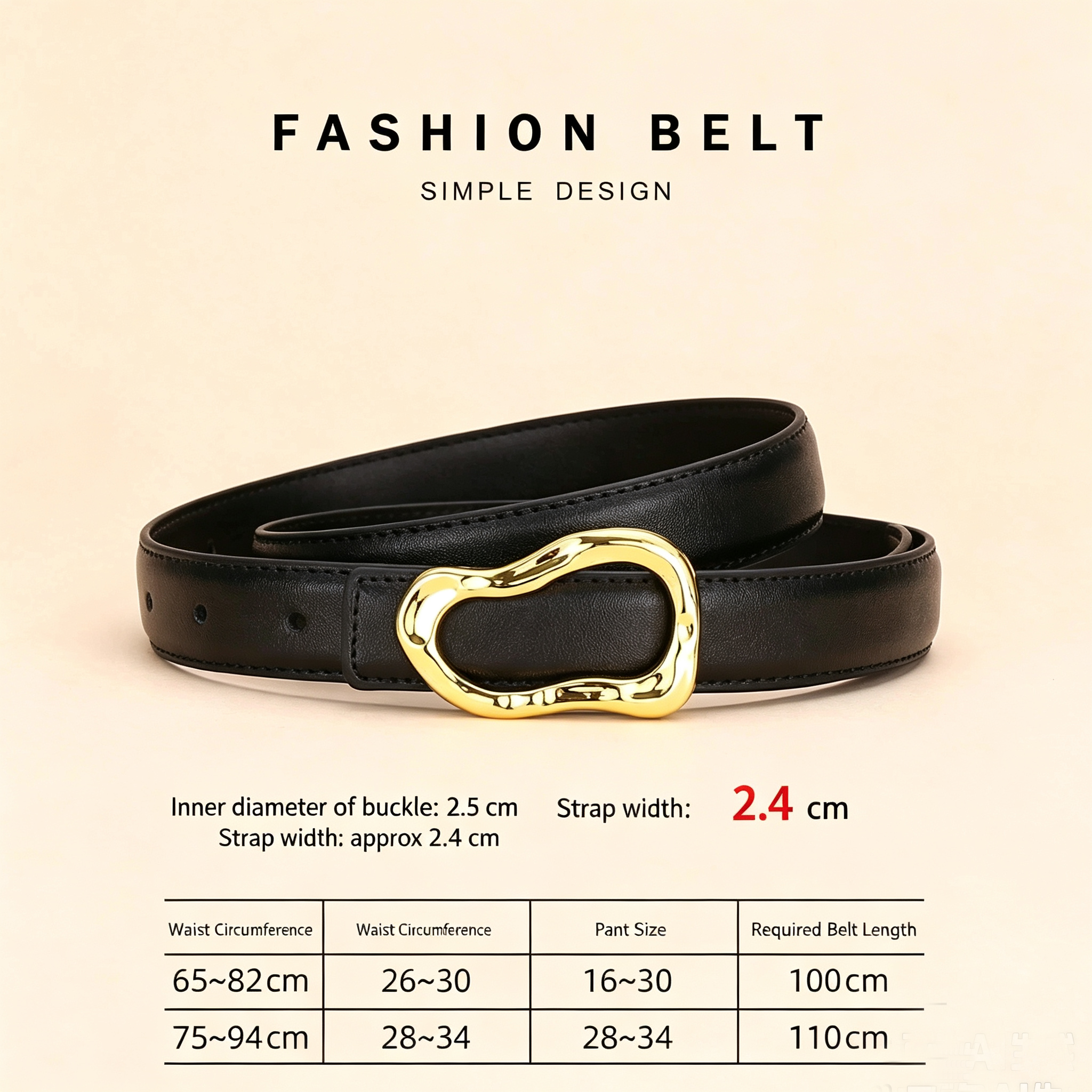 Ceinture en cuir véritable pour femme ; Accessoire de mode polyvalent pour pantalons ; Ceinture pour femme au look haut de gamme pour jeans