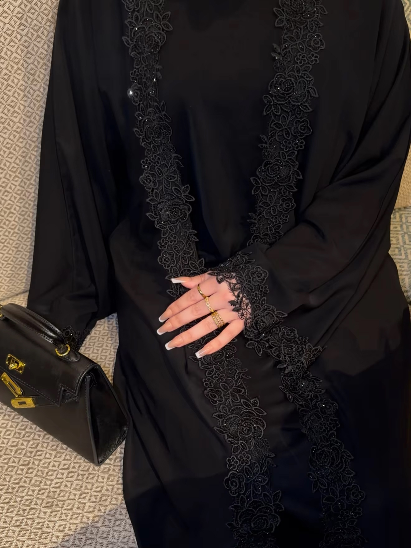 Nouvel ensemble Abaya 3 pièces pour l'Aïd Ramadan, Abaya en dentelle fantastique pour femmes, vêtements islamiques de Dubaï, cardigan pour femmes musulmanes avec robe intérieure