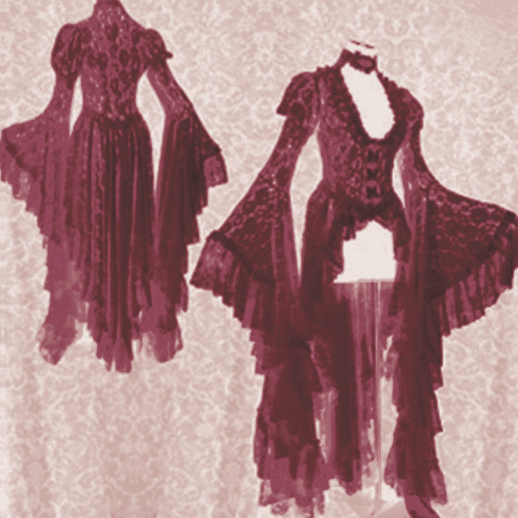 Robe de soirée médiévale pour femmes, longue robe de soirée, col en V, manches évasées, élégante, Streetwear Y2k, dentelle irrégulière