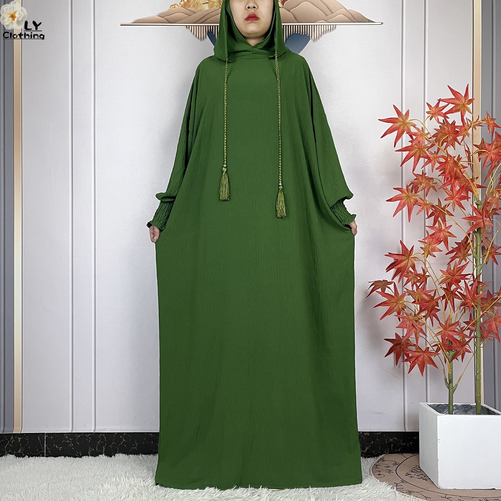 Nouveau Style Ramadan musulman deux chapeaux à manches longues Abaya Femme Islam vêtements de prière dubaï turquie Caftan Robe ample femmes Robe caftan