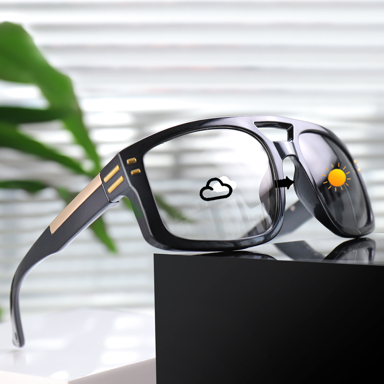 Lunettes de soleil photochromiques pour hommes et femmes, à grande monture avec pièces métalliques, adaptées à la randonnée, à l'équitation et à la course