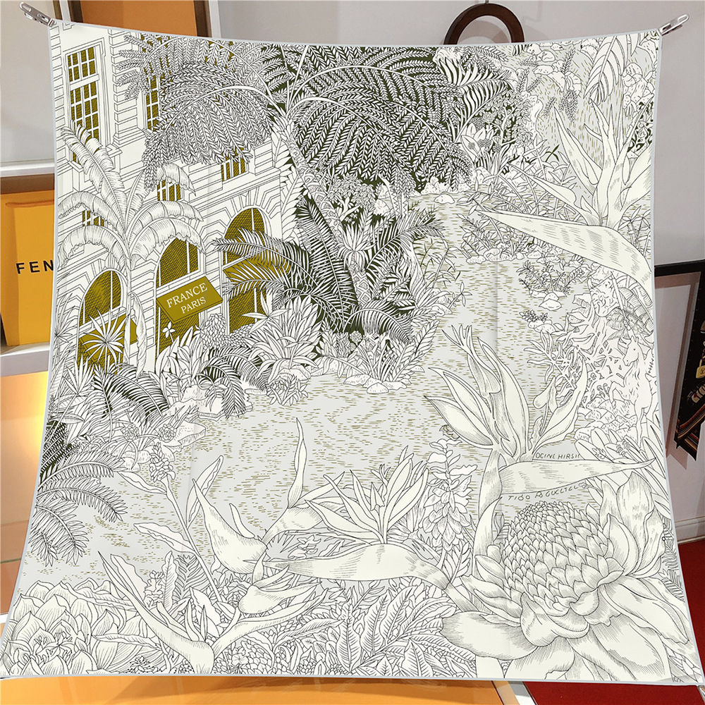 Foulards carrés de la jungle pour femmes, écharpes de tête, enveloppements de plage, châles bandana, hijabs pour dames, nouveau, 2024, 90cm