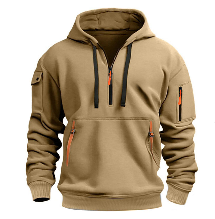 Sweat à capuche de sport décontracté pour homme, idéal pour le printemps et l’automne, de couleur unie, à manches longues, avec poche sur le bras et cordon de serrage, disponible en grandes tailles.