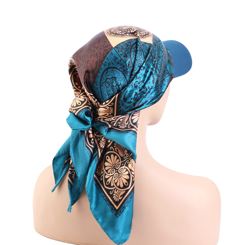 Chapeau de soleil pour femme en satin imprimé avec visière, doux et respirant, style foulard, casquette de baseball