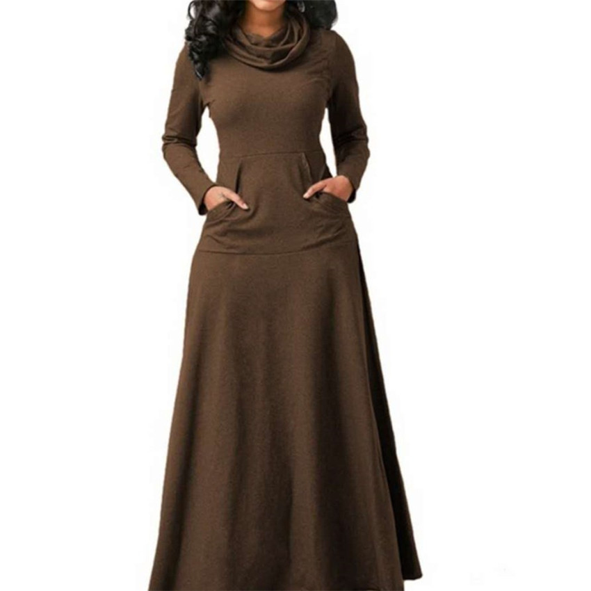 2025 Robe Femme Lâche Hiver Épissé ​ ​ Écharpe avec grandes poches, manches longues, jupe élégante, Abendkleider Fiesta Vestidos Mujer