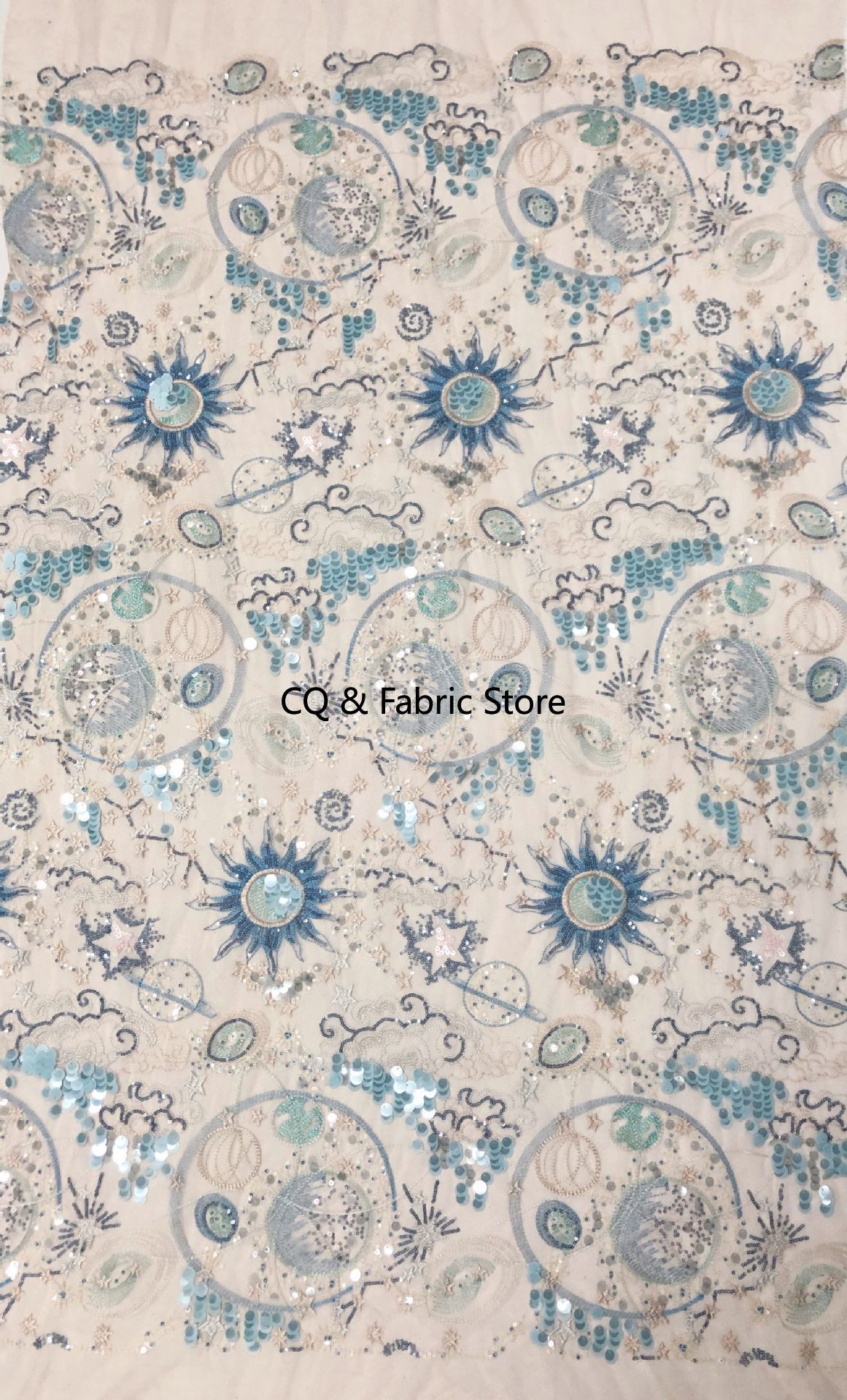 Tissu en dentelle à paillettes brodées en Tulle abricot, pour robes de soirée, nouveau tissu de styliste de 1 yard