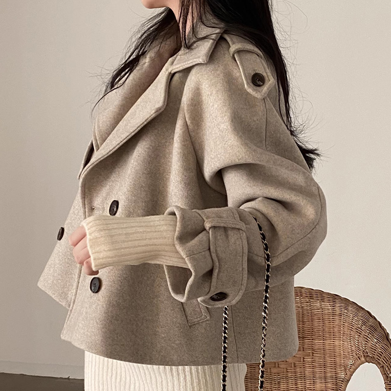 Manteaux courts en laine pour femmes, vestes mélanges à col rabattu, épais et chaud, Streetwear Y2k, vêtements d'extérieur de travail, automne hiver