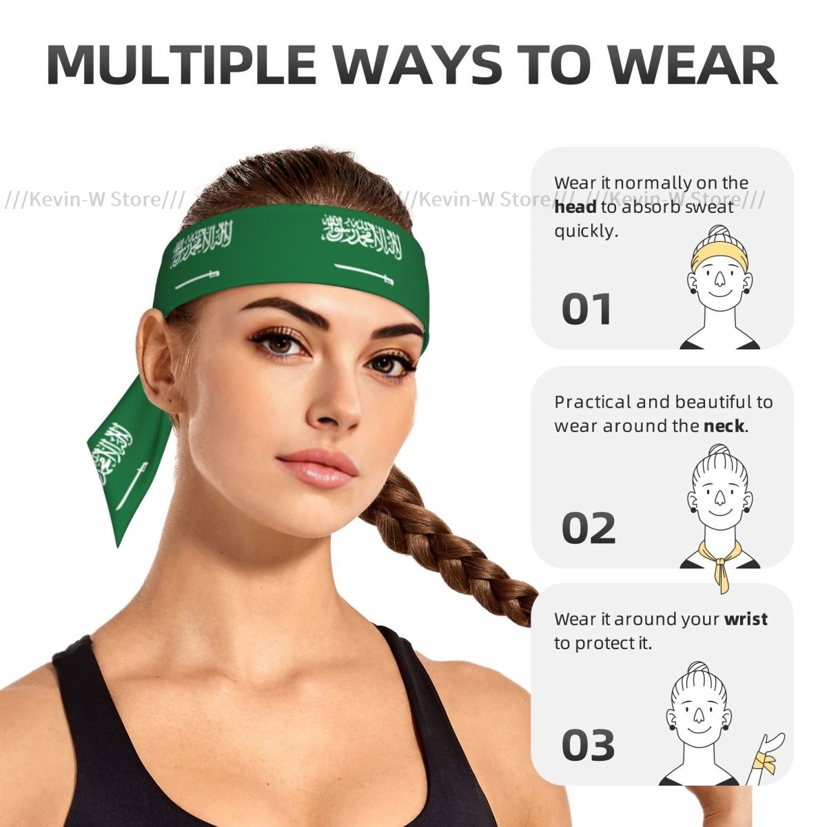 Bandeau anti-transpiration, accessoires pour cheveux, Arabie Saoudite