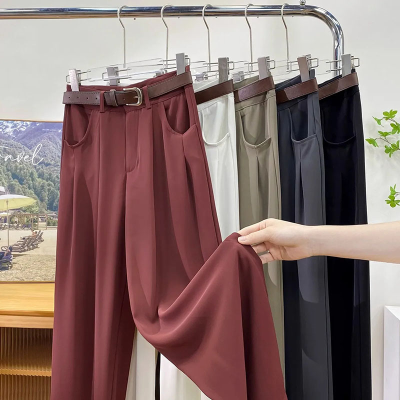 Coréen taille haute ceinture pantalon à jambes larges femmes automne mode solide costume pantalon Harajuku Baggy bureau dame décontracté pantalon droit
