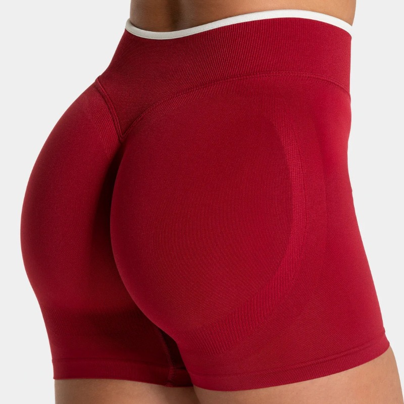 Shorts de yoga sans couture à blocs de couleur et bordure blanche pour femme, taille haute, effet push-up, pour l'entraînement, la gym et la course, à porter seul ou comme legging