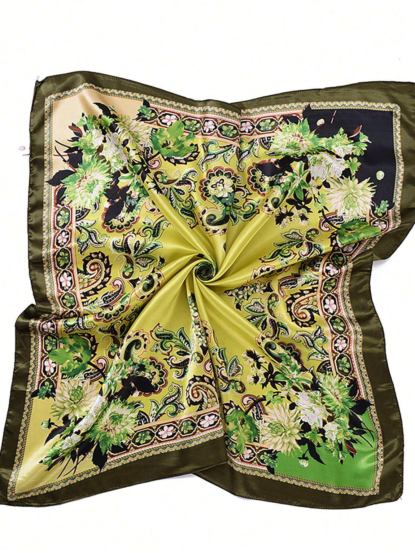 Foulard carré en Satin pour femmes, Hijab Floral élégant, imprimé 2025, foulard en soie, châle, bandeau, poignée, accessoires pour cheveux, Bandana