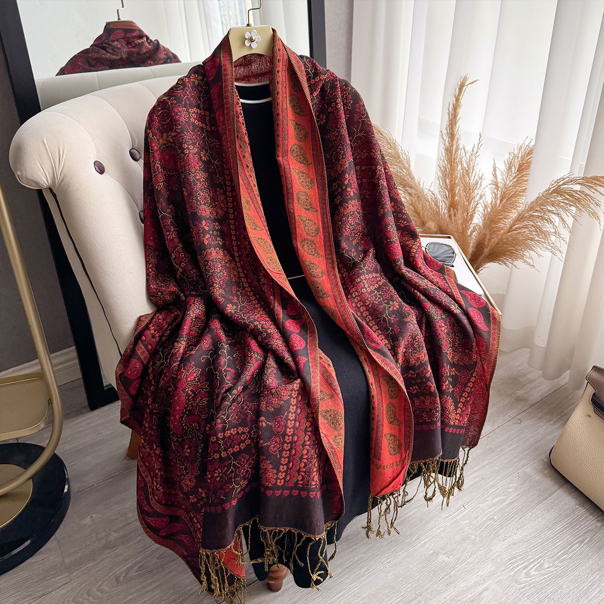 Écharpe de styliste pour femmes, marque de luxe, Style bohème, châle Jacquard, motif Paisley, Hijab musulman, Pashmina, protection solaire, 2025
