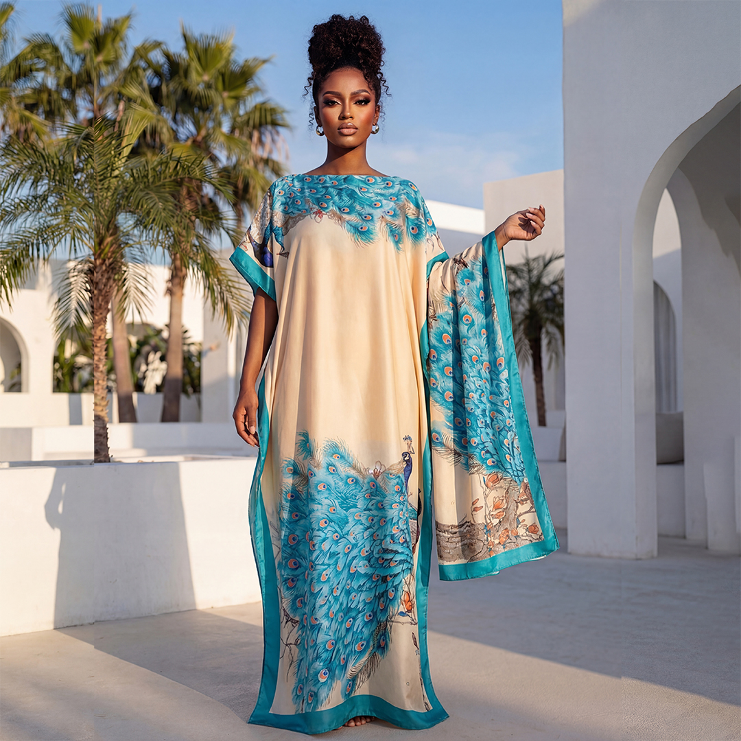 Châle long pour femme, style Dubaï, design MUMU, en soie douce, accessoire de robe de plage estivale, coupe ample, Abaya africaine MOOMOO