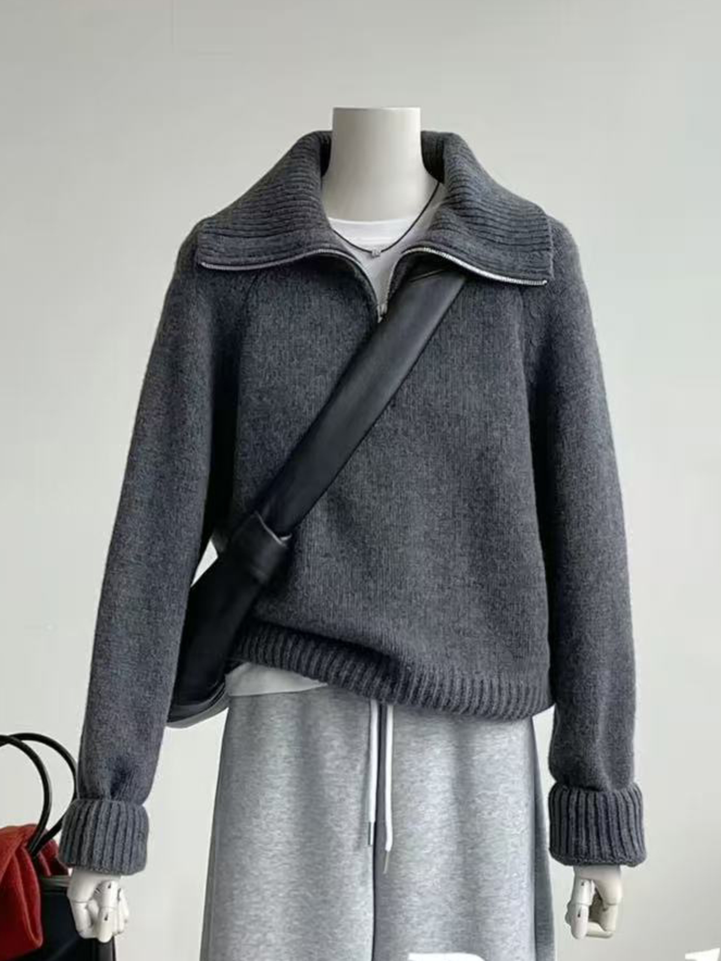 Pull en cachemire pur à 100 % pour femme, col roulé épais haut de gamme avec demi-fermeture éclair, collection automne-hiver
