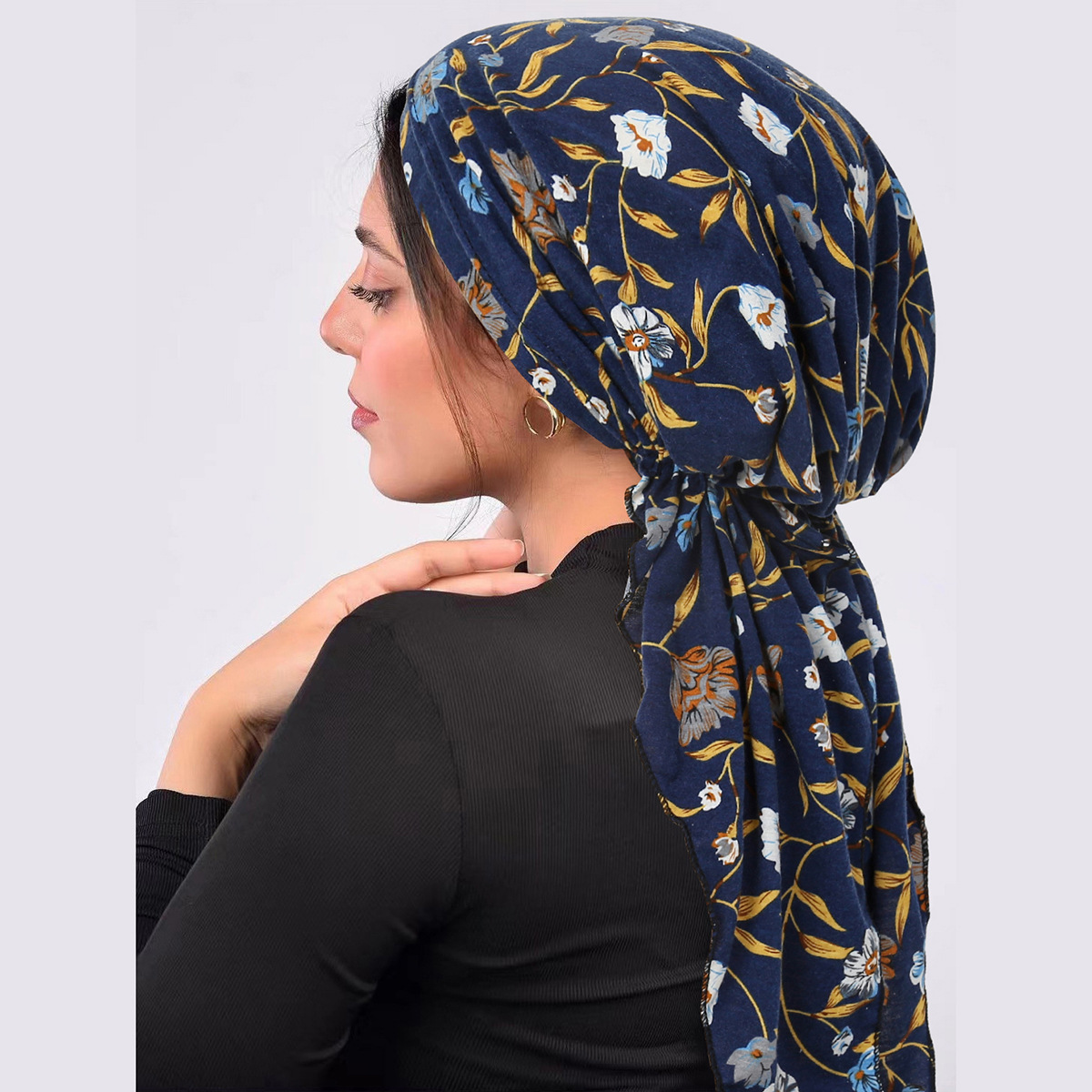 Bonnet turban à longue queue élastique pour femmes musulmanes, bonnets à tête ronde, coiffure imprimée, bonnet doux, Hijab musulman, Ramadan, mode, portable
