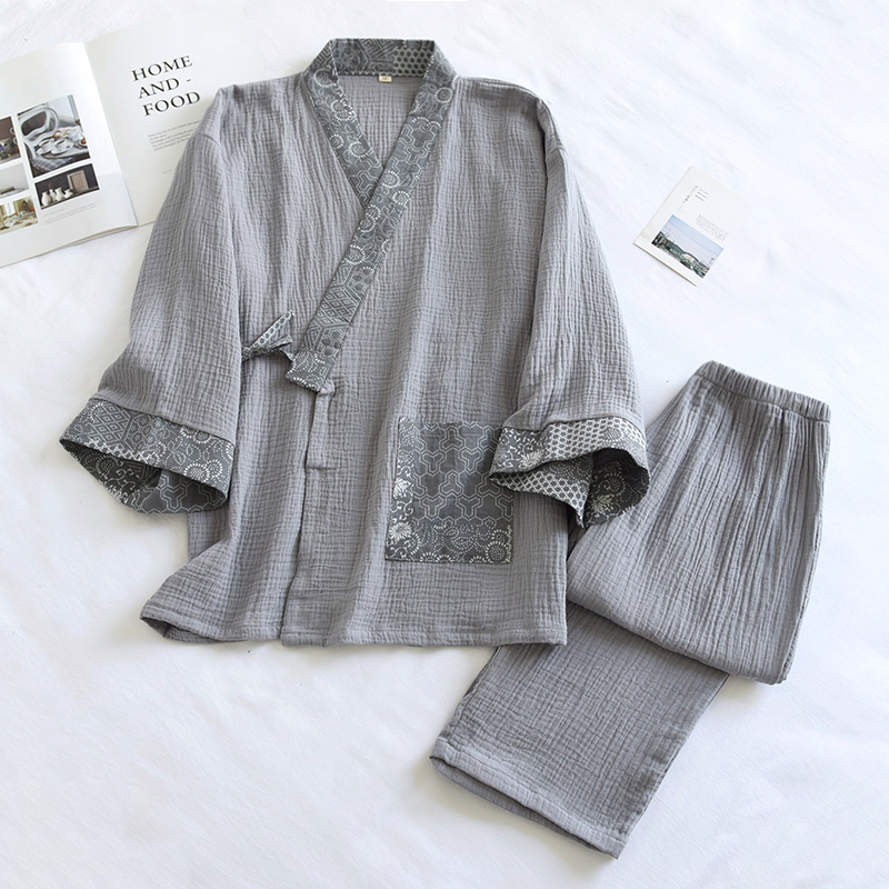 Ensemble de kimono japonais en coton, pyjama deux pièces pour couple, yukata ample, vêtements de nuit pour homme et femme, vêtements de maison