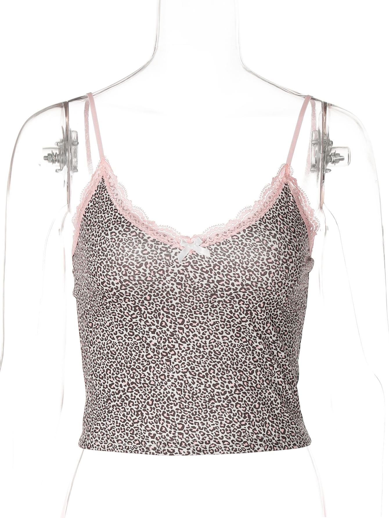 Hugcitar – Nouveauté : Top court sexy en dentelle patchwork imprimé léopard avec nœud, idéal pour l'été, les festivals, les soirées et le streetwear féminin