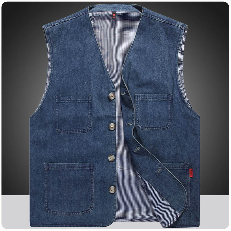 Hommes décontracté Denim coton utilitaire gilet boutonné extérieur poche gilet hommes décontracté coupe ajustée sans manches veste gilets vêtements
