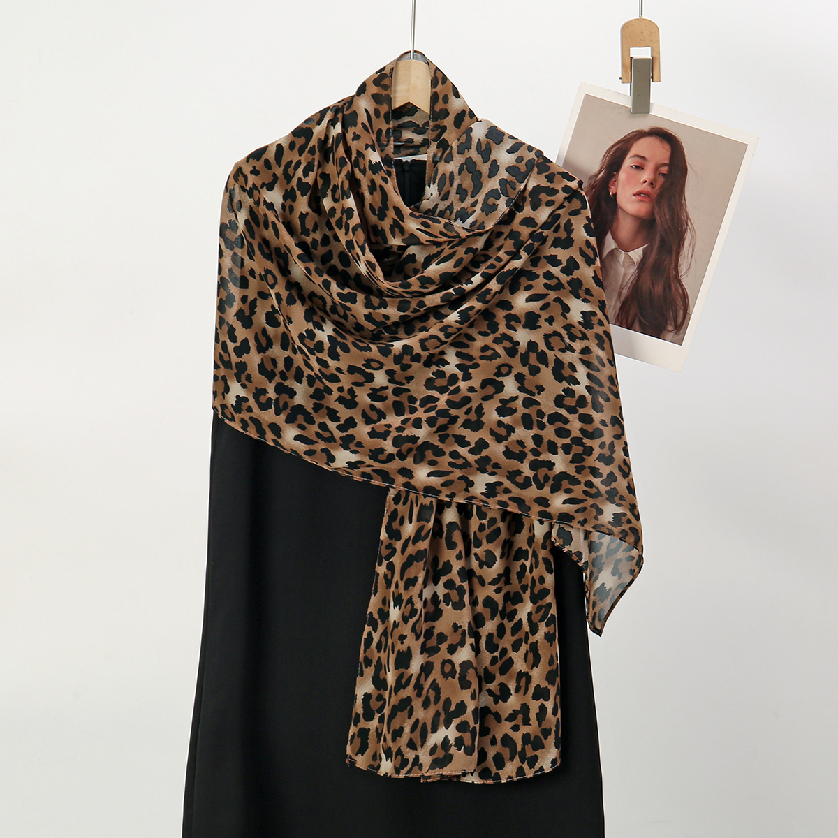 Mousseline de soie imprimé léopard Hijab écharpe femme musulman Hijab châles islamique musulman mode Turban Ramadan foulard