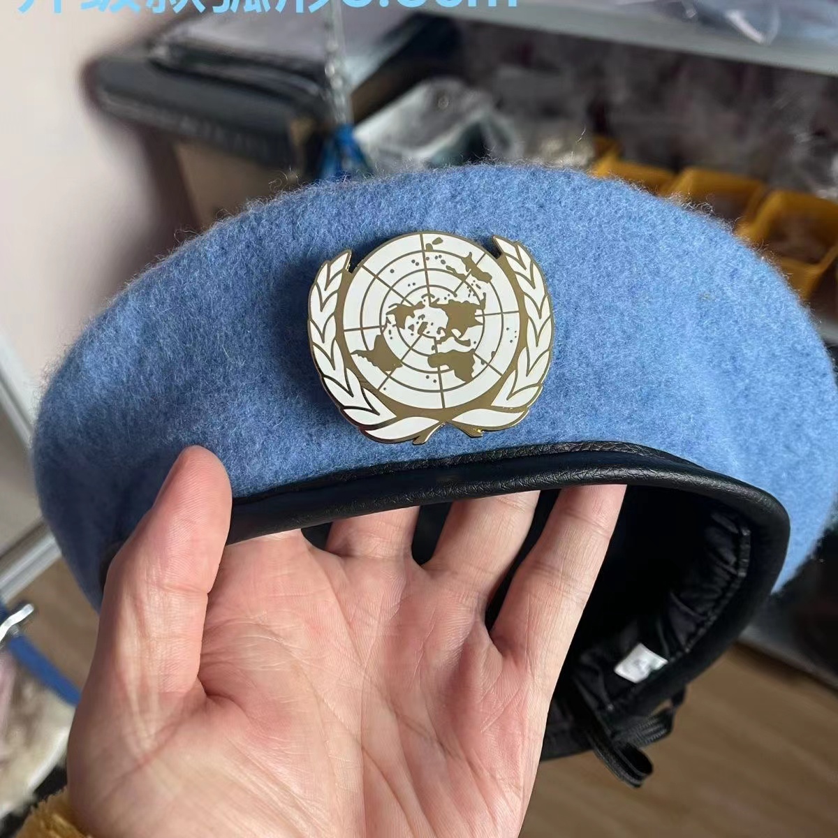UN BLUE BERET-Casquette de la Force de maintien de la paix des Nations Unies, chapeau avec insigne de l'ONU, accessoire de costume de cosplay de jeu souvenir de calopsitte