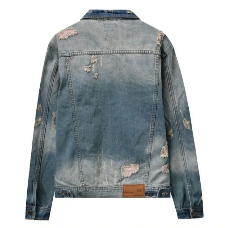 Vestes en denim rembourrées pour hommes, bouton chaud, vêtements élastiques coréens, tissu au prix le plus bas, manteau de cowboy lavé porté par Joker