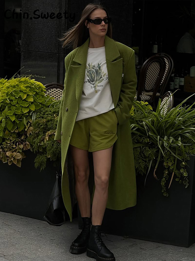 Manteau long en laine pour femme, col à revers, manches longues, double boutonnage, manteau d'hiver 2026, manteaux élégants et chics pour femme