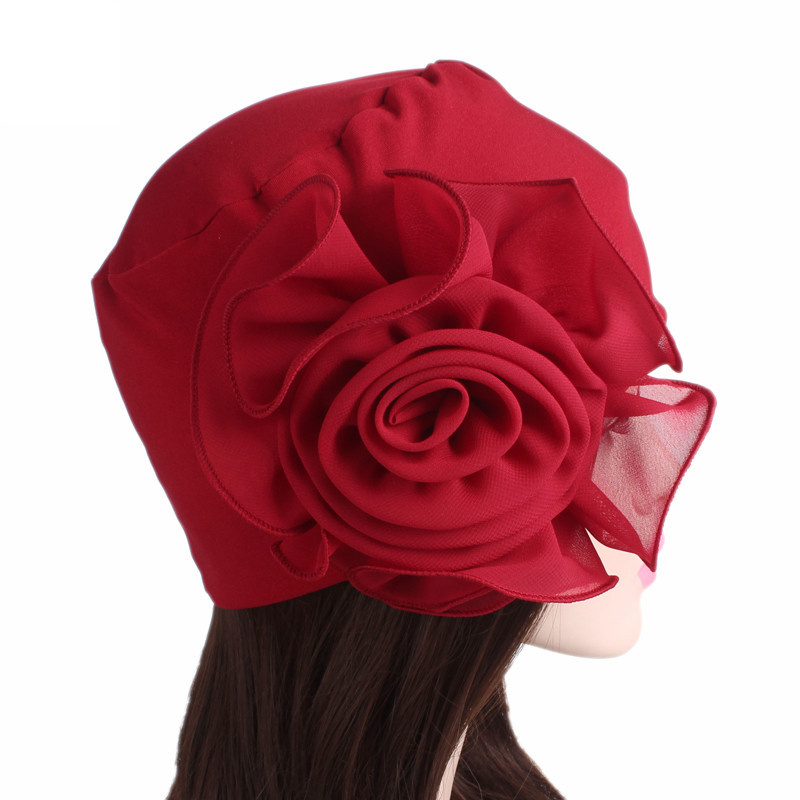 Nouvellement grande dentelle fleur africaine Bandana tête enveloppement femmes élastique perte de cheveux casquette Turban fête de mariage chapeaux cheveux accessoires