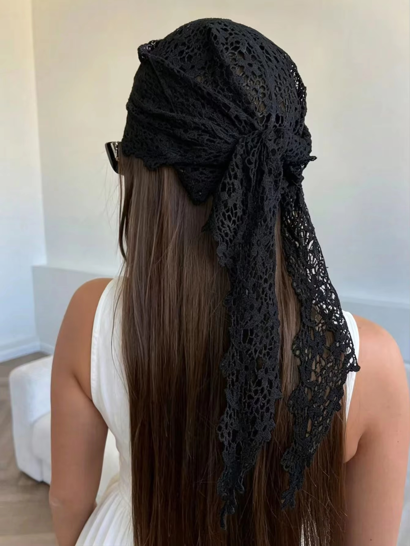 Écharpe et foulard en dentelle florale pour femmes, adaptés à la plage, aux fêtes et aux occasions formelles, bandana pour femmes, tenues d'été, bandeau pour cheveux de plage
