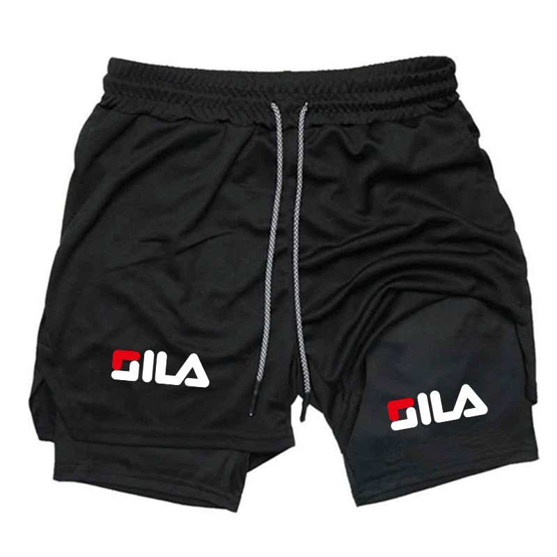 Shorts de sport pour hommes - Double couche à séchage rapide pour l'entraînement, évacuation de l'humidité et respirabilité, absorption de l'humidité double couche