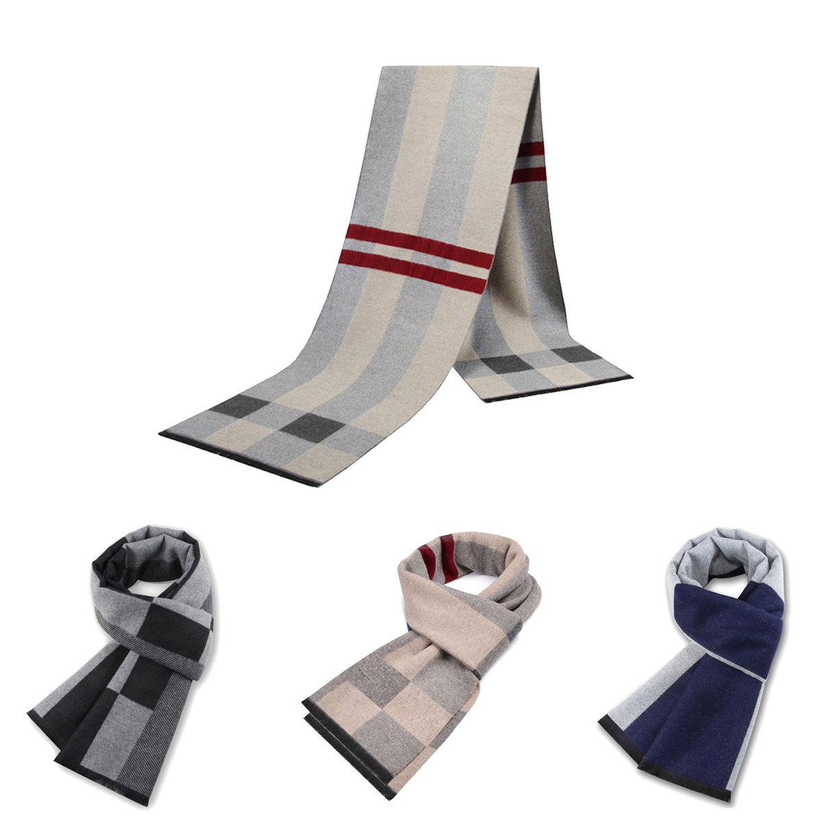 Hommes écharpe pour homme hiver copie cachemire châle marque de luxe écharpe doux garder au chaud en plein air gris tricot foulard hommes châle Wrap cadeau