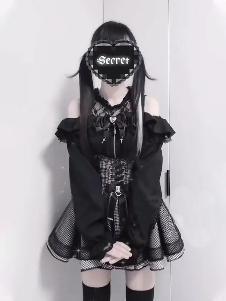 Ensemble jupe taille haute élégante à manches longues, épaules dénudées, vieux testament de Berlin, nouveau Style d'automne, tenue de dame de Style japonais
