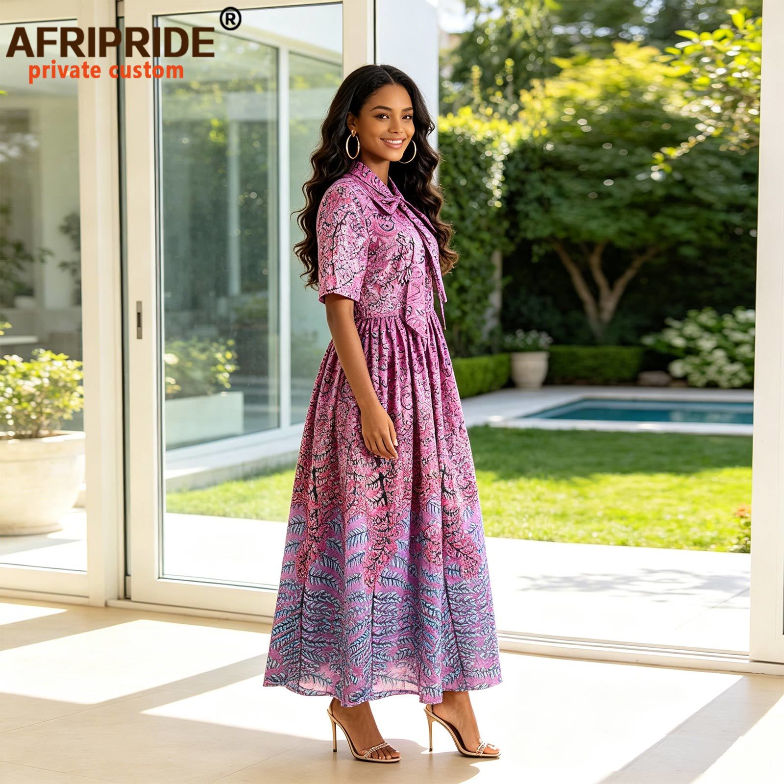 Robes africaines pour femmes, demi manches, taille haute, tenue Ankara, Maxi, vêtements traditionnels, tenues de fête imprimées 2425033