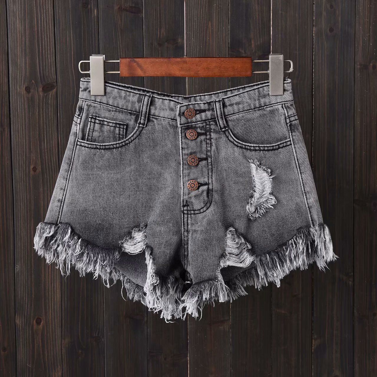 Short en Jean déchiré à taille haute pour femme, vêtement décontracté, Sexy, mode Vintage, grande taille, coréen, été, 2021