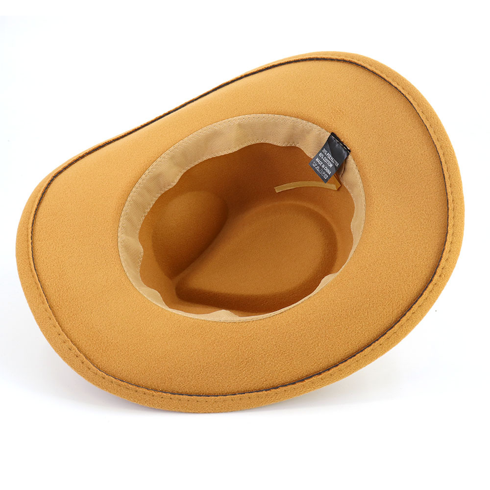 Chapeau de cowboy occidental à large bord, nouveau modèle automne-hiver, en feutre de laine, avec dessus en forme de cœur de pêche, élégant, pour hommes et femmes, idéal pour l'église et les fêtes