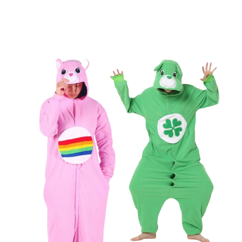 Pyjama Animal Multiple pour adultes, body à capuche, combinaison de couleur unie, dessin animé, unisexe, jeu de rôle à domicile, ours soleil, mignon Couple, costume chaud