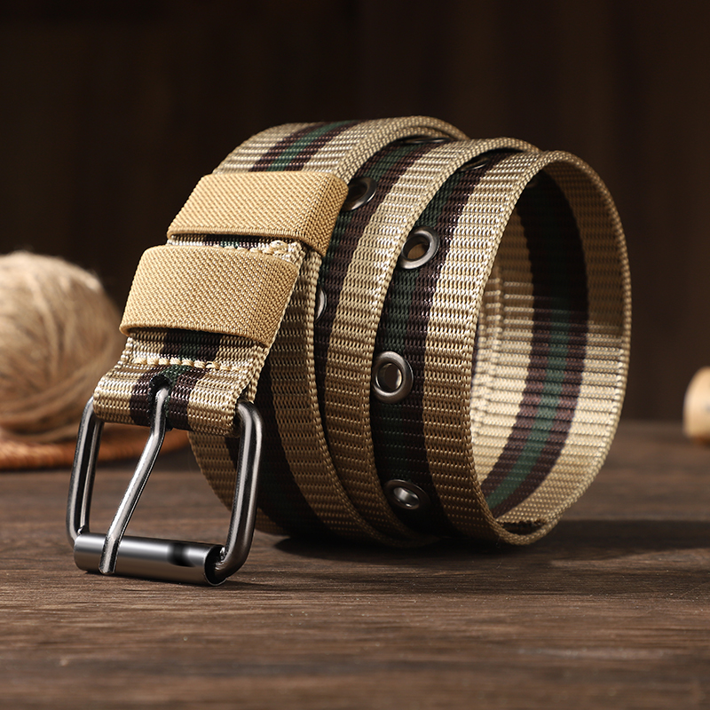 Ceinture en toile à boucle ardillon longue pour hommes, ceinture tressée en nylon pour jeunes et d'âge moyen, ceinture décontractée, ceinture de marée