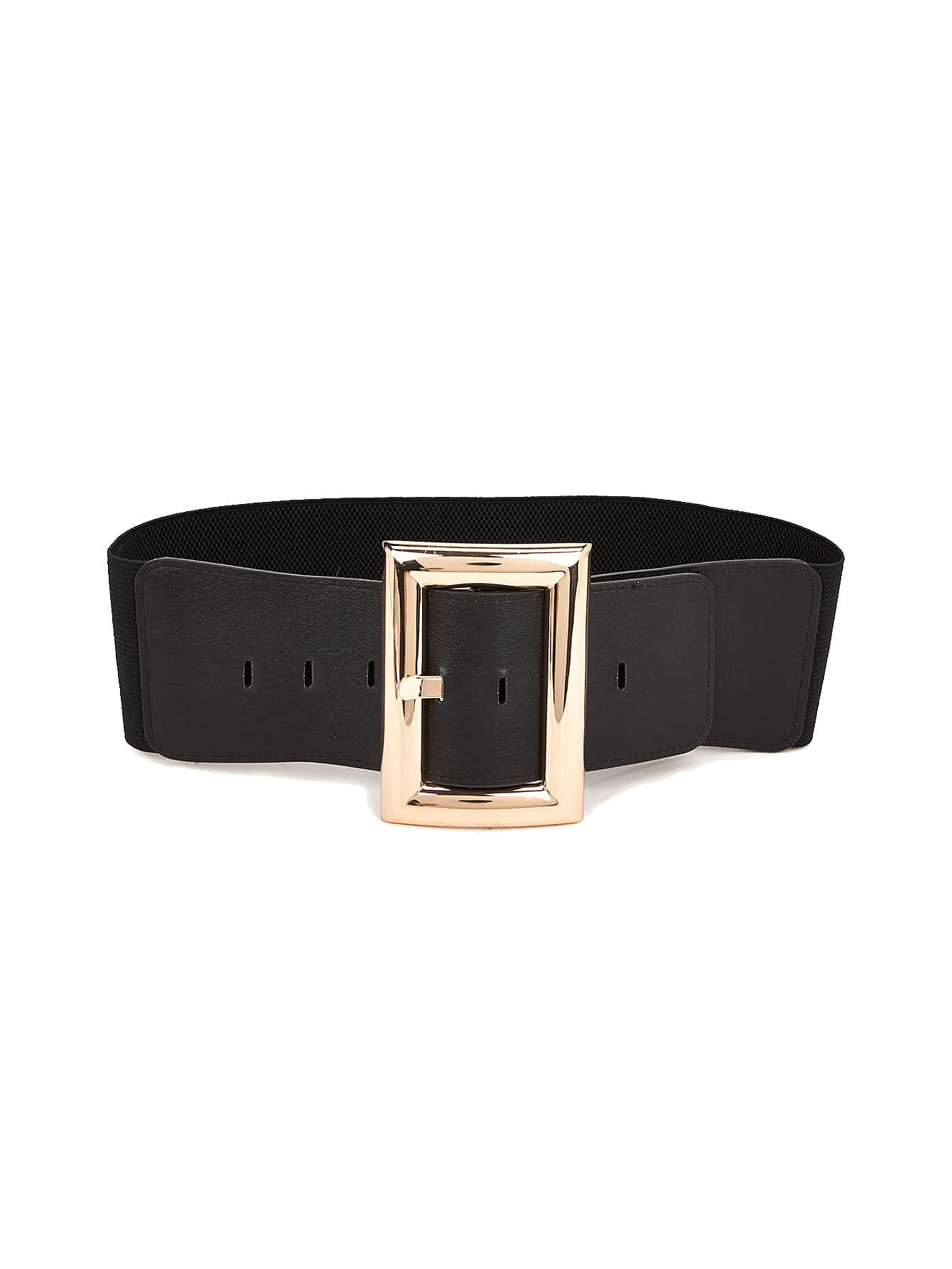 Ceinture élastique à large boucle carrée pour femmes, pour assortis à des robes, manteaux, pulls, pantalons et jupes, coupe ample