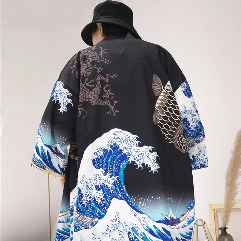 Yukata japonais pour hommes, kimono traditionnel, costume de samouraï, Haori, streetwear masculin, kimono japonais, streetwear japonais KK2030