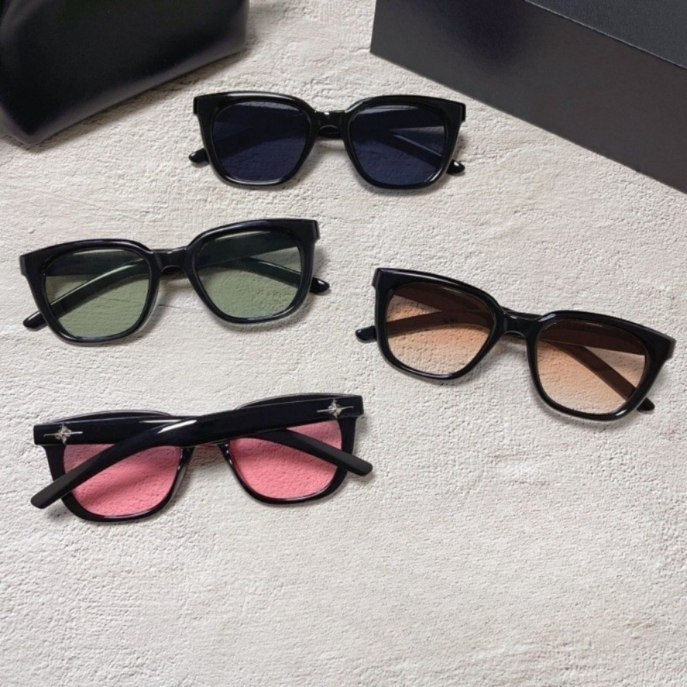 Lunettes de soleil unisexes à monture carrée noire simple, lunettes de soleil pour femmes et filles, lentille grise jaune rose simple, protection UV400 Aes, mode