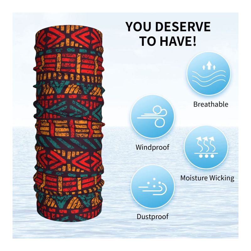 Bandana africain Bogolan, cache-cou d'hiver pour homme et femme, écharpe coupe-vent pour le ski, art tribal ethnique africain, cache-cou, bandeau