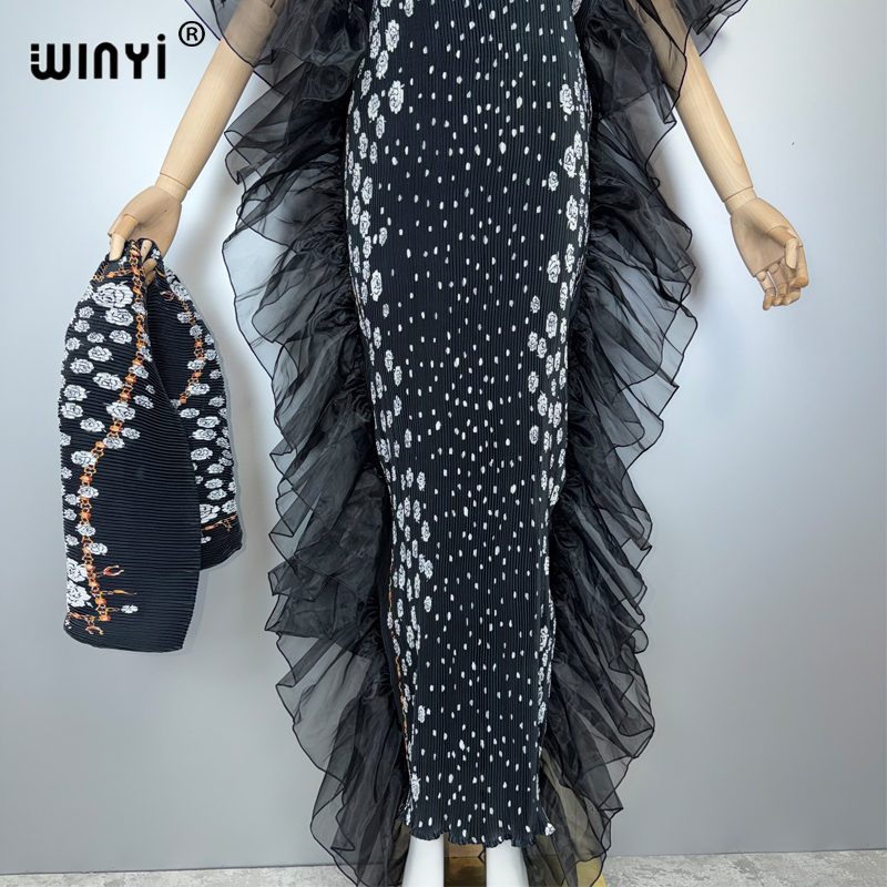 WINYI plissé élastique mince robe plage couvrir caftan abaya dubaï luxe robe de soirée robe de soirée abaya femme musulmane ع
