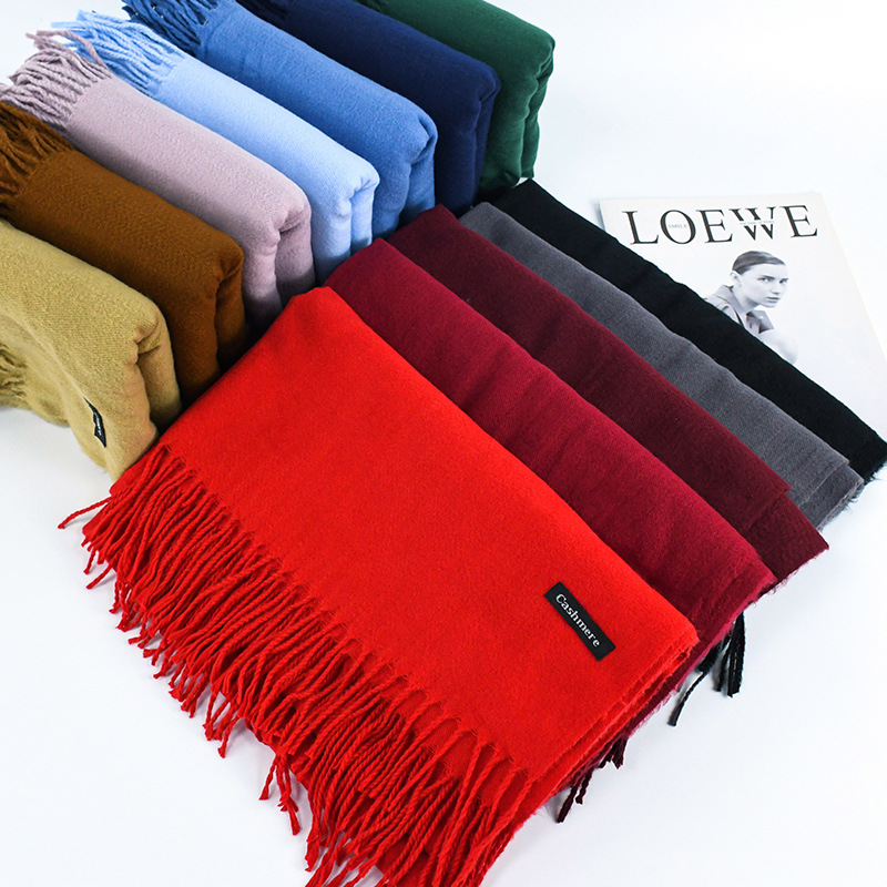 Nouveau hiver écharpe femmes cachemire chaud solide Pashmina couverture enveloppes femme épais doux Bufanda grand gland châle Long Poncho Echarpe