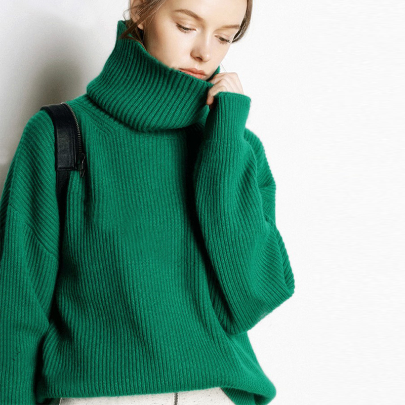 Pull en laine DY pour femme, col roulé chaud, pulls décontractés pour femme, haut côtelé, automne et hiver