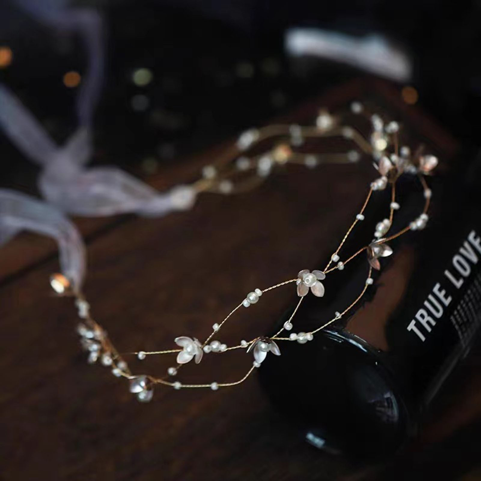 Élégant serre-tête floral de mariage réglable avec guirlande de perles pour mariée, fête, bal de promo, accessoires pour femmes