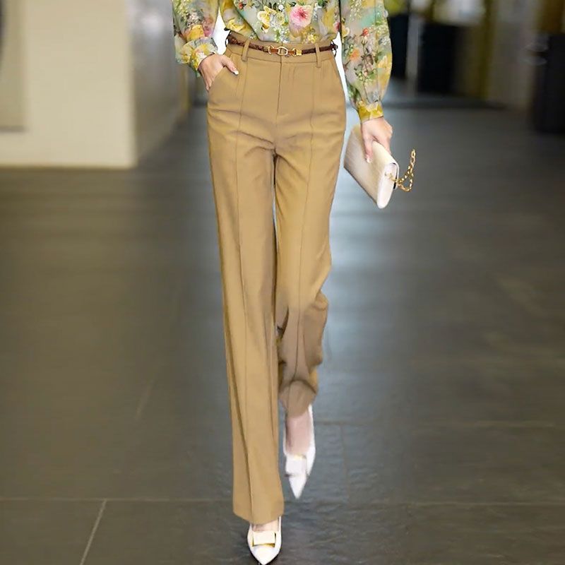 Pantalon de Travail à Jambes Larges pour Femme, Baggy Droit, Blanc et Noir, Vêtement de Bureau, Nouvelle Collection Automne 90