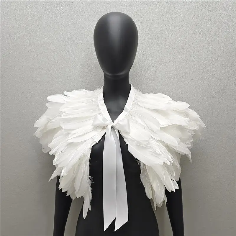 Foulards de cou gothiques pour femmes, châles, robe de dinde, cape d'Halloween, fourrure, plume, fête de mariage, costume de cosplay